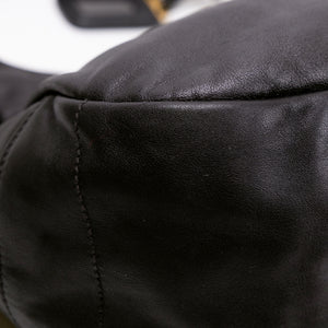 PRADA BLACK VITELLO DAINO LEATHER ZIP TOP HOBO BAG GHW