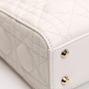 CHRISTIAN DIOR MINI LADY DIOR LAMBSKIN WHITE GHW