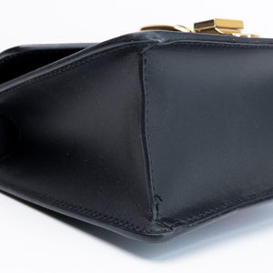 GUCCI MINI SYLVIE CHAIN BAG BLACK CALFSKIN GHW