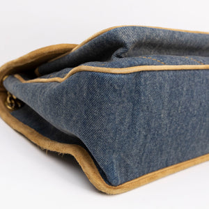 SAINT LAURENT MEDIUM NIKKI SHOULDER BAG DENIM BLUE / CINNAMON GHW