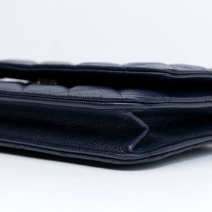 CHANEL CLASSIC WALLET ON CHAIN CAVIAR NAVY GHW (MICROCHIP)