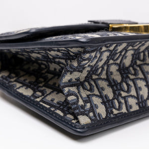 CHRISTIAN DIOR 30 MONTAIGNE EAST WEST BAG WITH CHAIN OBLIQUE JACQUARD BLUE GHW
