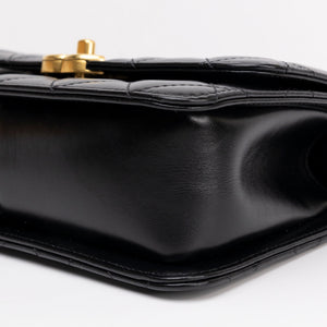 CHANEL GOLD CRUSH SMALL FLAP BAG BLACK CALFSKIN GHW (MICROCHIP)