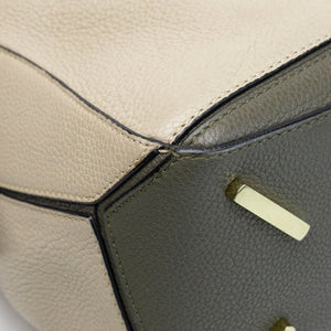 LOEWE MEDIUM PUZZLE BAG CALFSKIN OAT KHAKI GREEN GHW