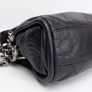 CHANEL ULTIMATE SMALL SOFT HOBO BAG BLACK QUILTED LAMBSKIN SHW