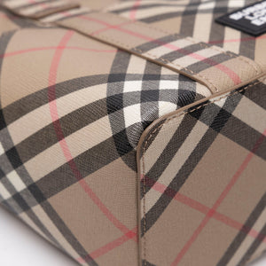BURBERRY LOGO APPLIQUE VINTAGE CHECK E-CANVAS TOTE BAG GHW