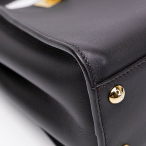 FENDI MINI PEEKABOO BAG DARK BROWN CALFSKIN LEATHER GHW