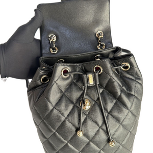 CHANEL 23S QUILTED MINI BACKPACK CAVIAR BLACK LGHW