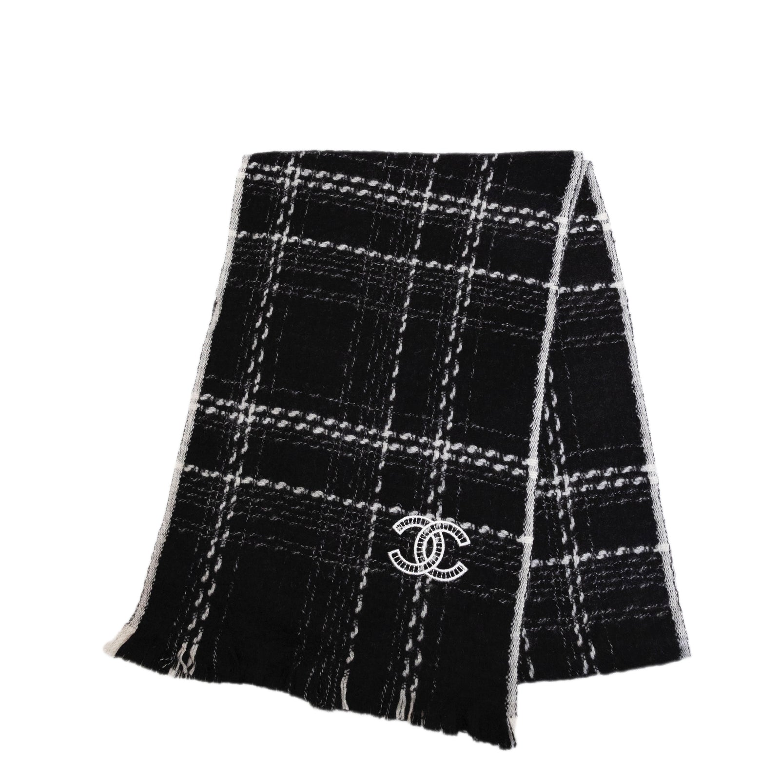 CHANEL BLACK & WHITE CASHMERE SCARF