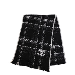 CHANEL BLACK & WHITE CASHMERE SCARF
