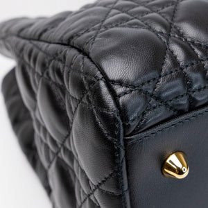 CHRISTIAN DIOR SOFT SHOPPING TOTE BLACK CANNAGE QUILTED LAMBSKIN GHW