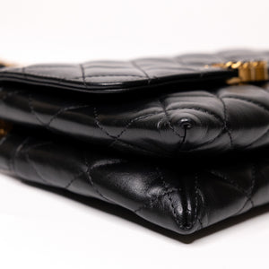 CHANEL 23K SLING SMALL FLAP BAG BLACK CALFSKIN LEATHER GHW