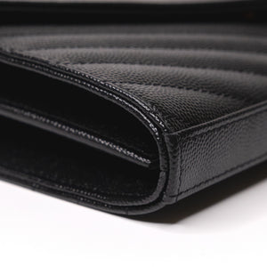 SAINT LAURENT ENVELOPE CHAIN WALLET CALFSKIN BLACK GHW