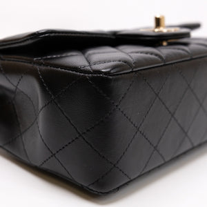 CHANEL MINI RECTANGULAR FLAP BAG LAMBSKIN BLACK LGHW (MICROCHIP)