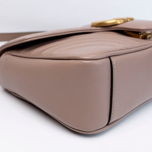 GUCCI MEDIUM GG MARMONT SHOULDER BAG CALFSKIN DARK BEIGE GHW