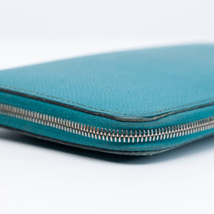 HERMES AZAP SILK IN LONG WALLET BLUE PAON EPSOM LEATHER SHW
