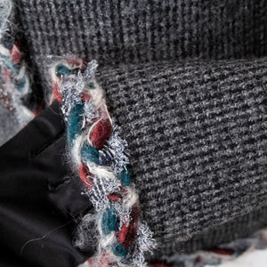 CHANEL 2010S BOUCLE-KNIT WOOL JACKET GREY SIZE 36
