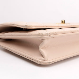 CHANEL PEARL CRUSH WALLET ON CHAIN LIGHT PINK LAMBSKIN GHW (MICROCHIP)