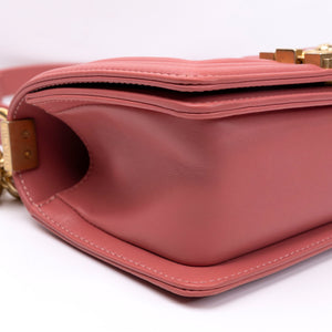 CHANEL SMALL LE BOY BAG PINK LAMBSKIN LEATHER GHW