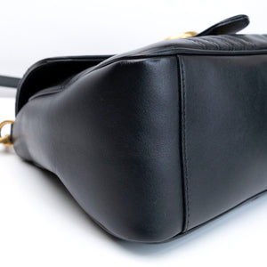 GUCCI GG MARMONT SMALL TOP HANDLE BAG BLACK CALFSKIN GHW