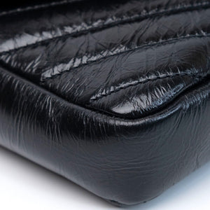 SAINT LAURENT COLLEGE SHOULDER BAG BLACK CALFSKIN LEATHER GHW
