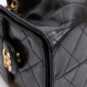 CHANEL MINI 25 BAG AGED CALFSKIN BLACK MULTICOLOUR HARDWARE (MICROCHIP)