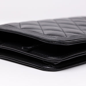 CHANEL BOY WOC WALLET ON CHAIN BLACK LAMBSKIN LEATHER SHW