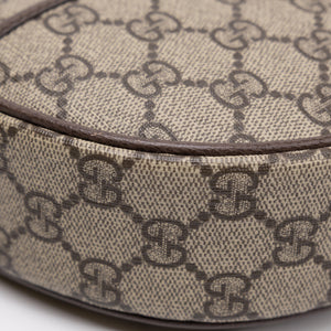 GUCCI OPHIDIA SMALL SHOULDER BAG BEIGE GG SUPREME CANVAS CALFSKIN LEATHER GHW