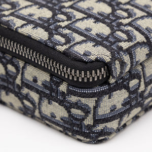 CHRISTIAN DIOR WALLET ON STRAP OBLIQUE JACQUARD CANVAS / LEATHER BLUE SHW