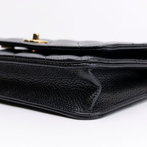 CHANEL CLASSIC WALLET ON CHAIN BAG BLACK CAVIAR GHW (MICROCHIP)