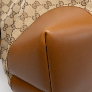 GUCCI BOSTON BAG GG CANVAS BROWN TOTE BAG SHW
