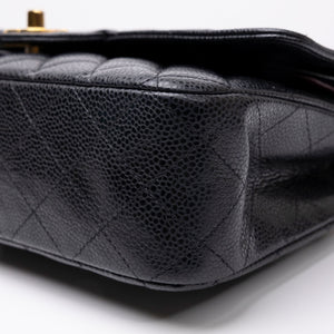 CHANEL MEDIUM CLASSIC DOUBLE FLAP BAG BLACK CAVIAR LEATHER GHW (MICROCHIP)