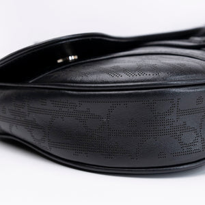 CHRISTIAN DIOR OBLIQUE GALAXY MENS SADDLE BAG BLACK CALFSKIN SHW
