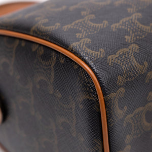 CELINE SMALL BOSTON BAG TRIOMPHE CANVAS/ CALFSKIN TAN GHW