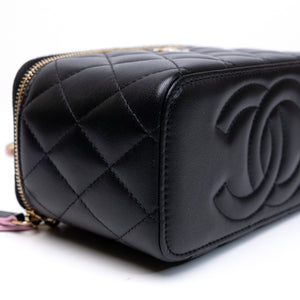 CHANEL 23P VANITY TOP HANDLE LAMBSKIN LEATHER BLACK BAG