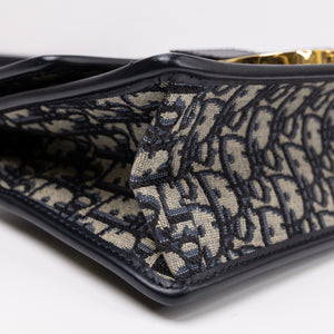 CHRISTIAN DIOR 30 MONTAIGNE CHAIN BAG OBLIQUE JACQUARD BLUE GHW