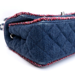 CHANEL DENIM MINI FLAP BAG BLUE WITH TWEED SHW