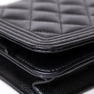 CHANEL BOY WALLET ON CHAIN CAVIAR BLACK GHW