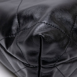 CHANEL SMALL 22 BAG BLACK SHINY CALFSKIN LEATHER GHW (MICROCHIP)