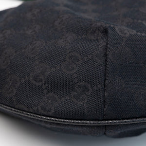 GUCCI BLACK GG MONOGRAM CANVAS WEB HOBO BAG SHW