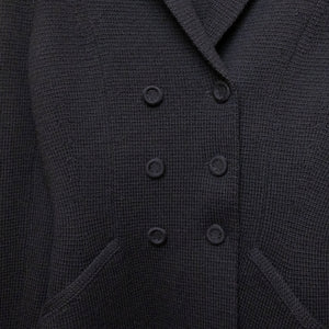 CHRISTIAN DIOR 30 MONTAIGNE KNIT WOOL DOUBLE BREASTED BAR JACKET BLACK SIZE 4