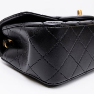 CHANEL 26C PEARL CRUSH MINI RECTANGULAR FLAP BLACK LAMBSKIN LEATHER GHW ( MICROCHIP)