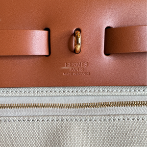 HERMES HERBAG ZIP 31 BAG CANVAS/HUNTER BENTON/FAUVE GHW STAMP B