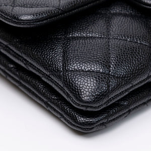 CHANEL 22S SHINY CAVIAR PICK ME UP FLAP BELT BAG BLACK CALFSKIN GHW