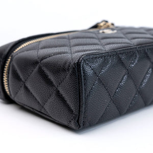 CHANEL TOP HANDLE SLIM VANITY WITH CHAIN BAG BLACK CAVIAR LGHW