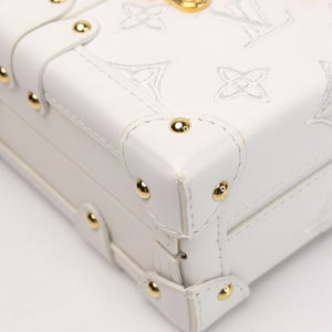 LOUIS VUITTON PETITE MALLE MONOGRAM EMBROIDERED WHITE CALFSKIN GHW