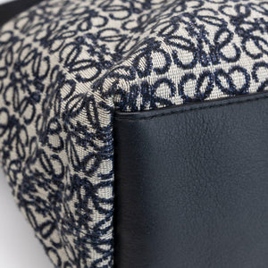 LOEWE CUBI ANAGRAM BAG JACQUARD CANVAS NAVY / BLACK GHW