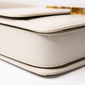 SAINT LAURENT SOLFERINO MEDIUM SATCHEL BAG WHITE CALFSKIN GHW