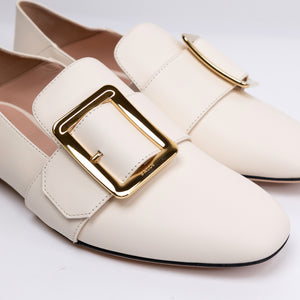 BALLY JANELLE BB WHITE  LEATHER FLATS SIZE 37.5
