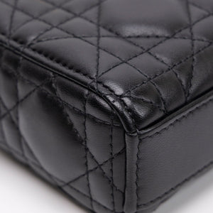 CHRISTIAN DIOR D-JOY MICRO BAG BLACK LAMBSKIN LEATHER LGHW